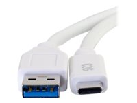 C2G 3ft USB C 3.0 to USB Cable - USB C to USB A - M/M - USB-kabel - USB typ A (hane) till 24 pin USB-C (hane) - USB 3.1 - 30 V - 3 A - 91.4 cm - vit 28835