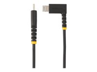 StarTech.com 6ft (2m) Durable USB-C to Lightning Cable - Right-Angled Heavy Duty Aramid Fiber USB Type-C to Lightning Charging/Sync Cord - Apple MFi Certified - Rugged iPhone Lightning Cable - Lightning-kabel - 24 pin USB-C hane till Lightning hane - 2 m - svart RUSB2CLTMM2MR