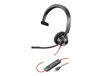 Poly Blackwire 3310 - Blackwire 3300 series - headset - på örat - kabelansluten - USB-C - svart - UC-certifierad 8X215AA