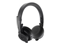 Logitech Zone Wireless Plus - Headset - på örat - Bluetooth - trådlös - aktiv brusradering - ljudisolerande - grafit - Certifierad för Microsoft-teams 981-000919