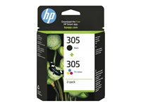 HP 305 - 2-pack - svart, färg (cyan, magenta, gul) - original - bläckpatron - för Deskjet 23XX, 27XX, 28XX, 41XX, 42XX; DeskJet Plus 41XX; ENVY 60XX, 64XX; ENVY Pro 64XX 6ZD17AE