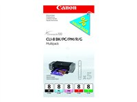 Canon CLI Value Pack 8 Multipack - 13 ml - svart, cyan, magenta, röd, grön - original - bläcktank - för PIXMA Pro9000, Pro9000 Mark II 0620B027