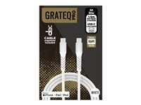 GRATEQ PRO - Lightning-kabel - 24 pin USB-C hane till Lightning hane - 1.5 m - vit - USB Power Delivery (60W), flätad kabel 86040GC