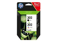 HP 302 - 2-pack - svart, färg (cyan, magenta, gul) - original - bläckpatron - för Deskjet 1110, 21XX, 36XX; ENVY 45XX; Officejet 38XX, 46XX, 52XX X4D37AE