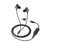 Logitech Zone Wired Earbuds - Headset - inuti örat - kabelansluten - 3,5 mm kontakt - ljudisolerande - grafit - Certifierad för Microsoft-teams 981-001009