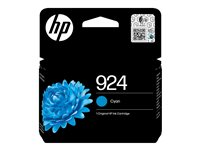 HP 924 - 6 ml - cyan - original - Officejet - blister - bläckpatron - för Officejet Pro 8120e, 8122e, 8125e, 8130e, 8134e, 8135e, 8138e, 8139e 4K0U3NE#30B