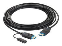 C2G 25ft (7.6m) C2G Performance Series High Speed HDMI Active Optical Cable (AOC) - 4K 60Hz Plenum Rated - High Speed - HDMI-kabel - HDMI hane till HDMI, 24 pin USB-C - 7.6 m - svart - plenum, Active Optical Cable (AOC), 4K60Hz stöd C2G41482
