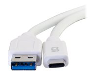 C2G 10ft USB C 3.0 to USB Cable - USB C to USB A - M/M - USB-kabel - USB typ A (hane) till 24 pin USB-C (hane) - USB 3.1 - 30 V - 3 A - 3.05 cm - vit 28837