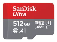 SanDisk Ultra - Flash-minneskort (microSDXC till SD-adapter inkluderad) - 512 GB - A1 / UHS Class 1 / Class10 - mikroSDXC UHS-I SDSQUAC-512G-GN6FA
