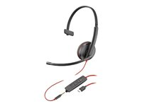 Poly Blackwire C3215 - Blackwire 3200 Series - headset - på örat - kabelansluten - 3,5 mm kontakt, USB-C - svart - Skype-certifierat, Avaya-certifierad, Cisco Jabber-certifierad 80S05A6