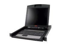 APC LCD Console - KVM-konsol med omkopplare för tangentbord/video/mus - 8 portar - PS/2 - 17" - kan monteras i rack - VGA - svart - 1U - för P/N: AR3106SP, SMX1000C, SMX1500RM2UC, SMX1500RM2UCNC, SMX750C, SMX750CNC, SRT5KRMXLW-TW AP5808