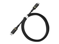 OtterBox Fast Charge Cable Standard - USB-kabel - 24 pin USB-C (hane) till 24 pin USB-C (hane) - USB 2.0 - 1 m - svart skimmer 78-52541