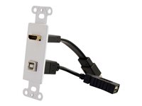 C2G HDMI and USB Pass Through Wall Plate - Monteringsplatta - HDMI, USB Type A - vit 39702