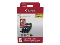 Canon CLI-526 C/M/Y/BK Photo Value Pack - 4-pack - 9 ml - svart, gul, cyan, magenta - original - box - bläckbehållare / papperspaket - för PIXMA iP4950, iX6550, MG5250, MG5350, MG6150, MG6250, MG8150, MG8250, MX715, MX885, MX895 4540B019