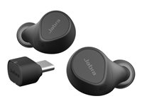 Jabra Evolve2 Buds MS - True wireless-hörlurar med mikrofon - inuti örat - Bluetooth - aktiv brusradering - USB-C via Bluetooth-adapter - ljudisolerande - svart - Certifierad för Microsoft-teams 20797-999-889