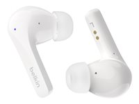 Belkin SoundForm Motion - True wireless-hörlurar med mikrofon - inuti örat - Bluetooth - aktiv brusradering - ljudisolerande - vit AUC010BTWH