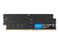 Crucial - DDR5 - modul - 128 GB: 2 x 64 GB - DIMM 288-pin - 3200 MHz / PC5-51200 - CL52 - 1.1 V - klockad oförbufferad - on-die ECC - svart CT2K64G64C52CU5