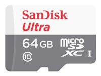 SanDisk Ultra - Flash-minneskort (microSDXC till SD-adapter inkluderad) - 64 GB - UHS-I / Class10 - mikroSDXC UHS-I SDSQUNR-064G-GN6TA