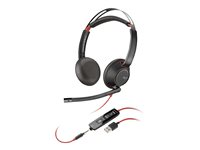 Poly Blackwire 5220 - Blackwire 5200 series - headset - på örat - kabelansluten - 3,5 mm kontakt, USB-A - svart - Certifierad för Skype for Buisness, Certifierad för Microsoft-teams, Avaya-certifierad, Cisco Jabber-certifierad 80R97AA
