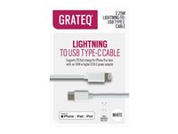 GRATEQ - Lightning-kabel - Lightning hane till 24 pin USB-C hane - 2.25 m - vit - USB-strömförsörjning (18W) 85011PD