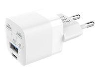 Vision - Strömadapter - 30 Watt - 3 A - QC 3.0 - 2 utdatakontakter (24 pin USB-C, USB) - vit - Europa TC-PUSBEU/30
