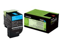 Lexmark 702C - Cyan - original - tonerkassett LCCP, LRP - för Lexmark CS310dn, CS310n, CS410dn, CS410dtn, CS410n, CS510de, CS510dte 70C20C0