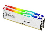 Kingston FURY Beast RGB - DDR4 - sats - 64 GB: 2 x 32 GB - DIMM 288-pin - 6400 MHz / PC5-51200 - CL32 - 1.4 V - ej buffrad - on-die ECC - vit KF564C32BWEAK2-64