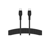 Belkin BOOST CHARGE PRO Flex - USB-kabel - 24 pin USB-C (hane) till 24 pin USB-C (hane) - USB 2.0 - 3 A - 1 m - USB Power Delivery (60W) - svart / vit (paket om 2) CAB011BT1MBW2PK