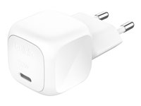 Belkin BoostCharge - Strömadapter - kompakt - 20 Watt - Strömmatning 3.1, Fast Charge (24 pin USB-C) - vit WCA009KQWH