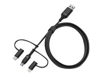 OtterBox Standard - USB-kabel - USB (hane) till mikro-USB typ B, Lightning, 24 pin USB-C (hane) - USB 2.0 - 3 A - 1 m - svart 78-52685
