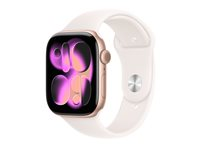 Apple Watch Series 11 (GPS) - 46 mm - guldrosa aluminium - smart klocka med sportband - fluoroelastomer - lätt rouge - bandstorlek: M/L - 64 GB - Wi-Fi 4, UWB, Bluetooth - 37.8 g MEV74QN/A