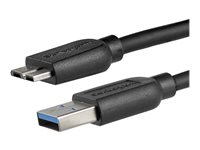 StarTech.com Slim Micro USB 3.0 kabel ? 2 m - USB-kabel - Micro-USB typ B (hane) till USB typ A (hane) - USB 3.0 - 2 m - formpressad - svart - för P/N: BNDTBUSB3142, HBS304A24A, PEXUS313AC2V, PEXUSB311A1E, PEXUSB314A2V2, S251BMU3FP USB3AUB2MS