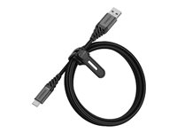 OtterBox Premium - USB-kabel - 24 pin USB-C (hane) till USB (hane) - USB 2.0 - 3 A - 1 m - mörk asksvart 78-52664