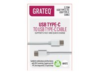 GRATEQ - USB-kabel - 24 pin USB-C (hane) till 24 pin USB-C (hane) - 5 A - 2.25 m - USB-strömförsörjning (100W) - vit 85058QC