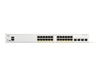 Cisco Catalyst 1200-24P-4G - Switch - L3 - smart - 24 x 10/100/1000Base-T + 4 x 10 Gigabit SFP+ - rackmonterbar - PoE+ (195 W) C1200-24P-4G