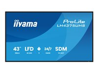 iiyama ProLite LH4375UHS-B2AG - 43" Diagonal klass (42.5" visbar) LED-bakgrundsbelyst LCD-skärm - digital skyltning - med inbyggd mediespelare, SDM Slot PC - 4K UHD (2160p) 3840 x 2160 - svart (ram), matt finish LH4375UHS-B2AG