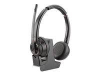Poly Savi 8220 - Savi 8200 series - headset - på örat - DECT / Bluetooth - trådlös - USB-A via Bluetooth-adapter - svart - Certifierad för Microsoft-teams, UC-certifierad 8D3F5AA#ABB