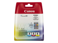 Canon CLI-8 Multipack - 3-pack - gul, cyan, magenta - original - bläcktank - för PIXMA iP6600D, iP6700D, Pro9000, Pro9000 Mark II 0621B029