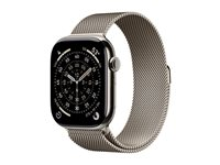 Apple Watch Series 11 (GPS + Cellular) - 46 mm - naturlig titan - smart klocka med milanesisk loop - nät av rostfritt stål - naturlig - bandstorlek: M/L - 64 GB - LTE, Wi-Fi 4, UWB, Bluetooth - 5G - 43.1 g MFD04QN/A