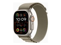 Apple Watch Ultra 2 - 49 mm - titan - smart klocka med Alpine Loop - textil - oliv - bandstorlek: S - 64 GB - LTE, Wi-Fi, Bluetooth, UWB - 4G - 61.4 g MREX3KS/A