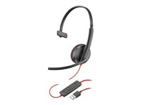 Poly Blackwire 3210 - Blackwire 3200 Series - headset - på örat - kabelansluten - USB-A - svart - Skype-certifierat, Avaya-certifierad, Cisco Jabber-certifierad 80S01A6