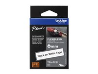 Brother TZe-FX211 - Svart på vitt - Rulle (0,6 cm x 8 m) 1 kassett(er) flexibel tape - för Brother PT-D210, D600, H110, H200; P-Touch PT-1005, E550, H107; P-Touch Cube Plus PT-P710 TZEFX211