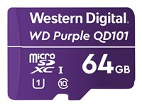WD Purple SC QD101 WDD064G1P0C - Flash-minneskort - 64 GB - UHS-I U1 / Class10 - mikroSDXC UHS-I - lila WDD064G1P0C