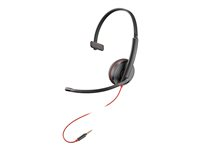Poly Blackwire 3215 - Blackwire 3200 Series - headset - på örat - kabelansluten - 3,5 mm kontakt, USB-C - svart - Certifierad för Skype for Buisness, Avaya-certifierad, Cisco Jabber-certifierad, UC-certifierad 8X227A6