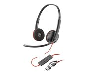 Poly Blackwire 3220 - Blackwire 3200 Series - headset - på örat - kabelansluten - USB-C - svart - Certifierad för Skype for Buisness, Avaya-certifierad, Cisco Jabber-certifierad, UC-certifierad 8X2J9A6