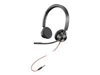 Poly Blackwire 3225 - 3300 Series - headset - på örat - kabelansluten - USB, 3,5 mm kontakt - svart - Skype-certifierat, Avaya-certifierad, Cisco Jabber-certifierad 80S11AA