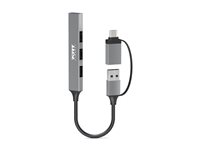 PORT Connect - Hubb - USB-C/USB-A, slim - 3 x USB 2.0 + 1 x SuperSpeed USB - skrivbordsmodell 900160