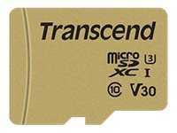 Transcend 500S - Flash-minneskort (microSDXC till SD-adapter inkluderad) - 64 GB - Video Class V30 / UHS-I U3 / Class10 - microSDXC TS64GUSD500S
