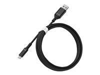 OtterBox Standard - USB-kabel - mikro-USB typ B (hane) till USB (hane) - USB 2.0 - 3 A - 2 m - svart 78-52657