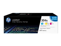 HP 304A - 3-pack - gul, cyan, magenta - original - LaserJet - tonerkassett (CF372AM) - för Color LaserJet CM2320fxi, CM2320n, CM2320nf, CP2025, CP2025dn, CP2025n, CP2025x CF372AM